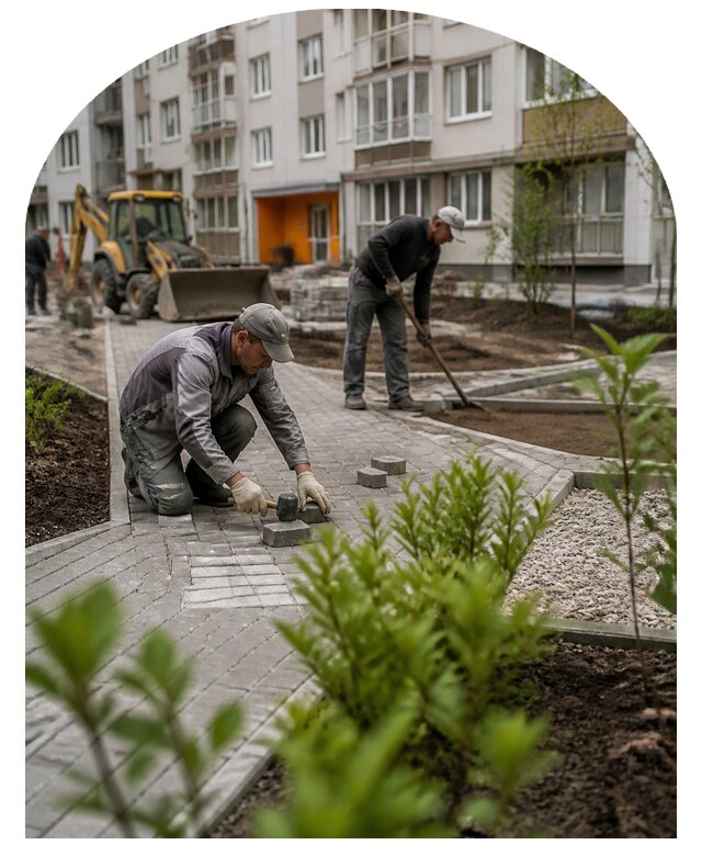 Благоустройство двора многоквартирного дома в Сибае